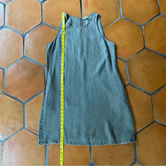 garnet hill 100% Linen Fringe-Hem A-Line Dress Pockets Boho Lagenlook Coastal 8 - Picture 8 of 10